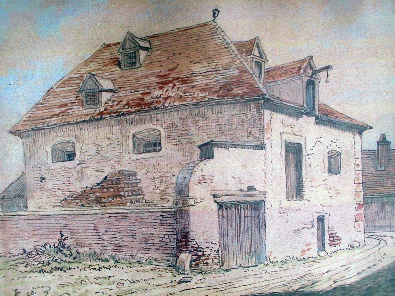 Aquarell der Synagoge in der Roßmühlgasse, Korneuburg, 1920 (© Stadtarchiv Korneuburg)